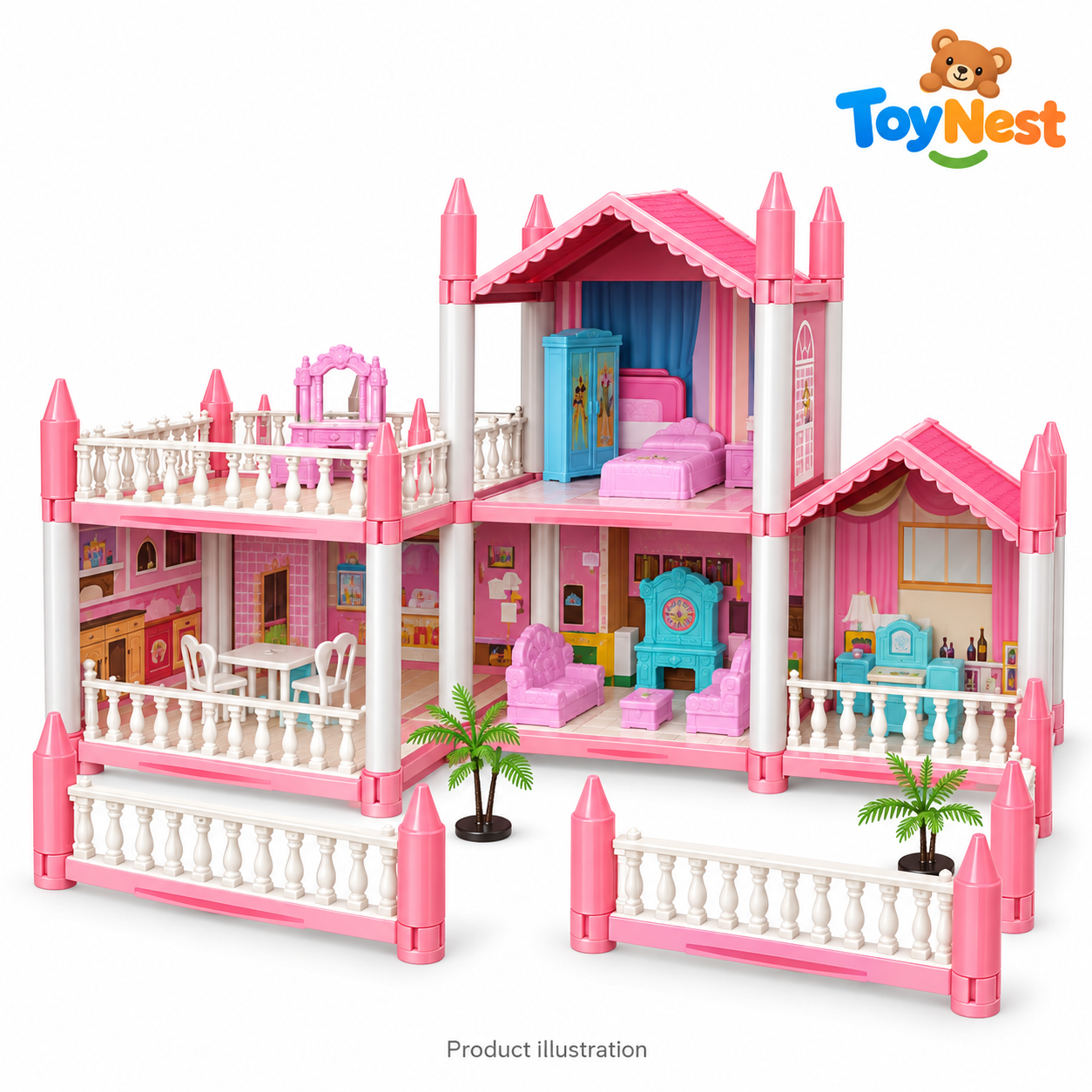 Beautiful Home Pink Dollhouse Playset